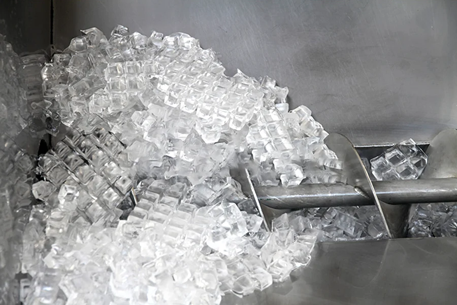 piles of cube ice
