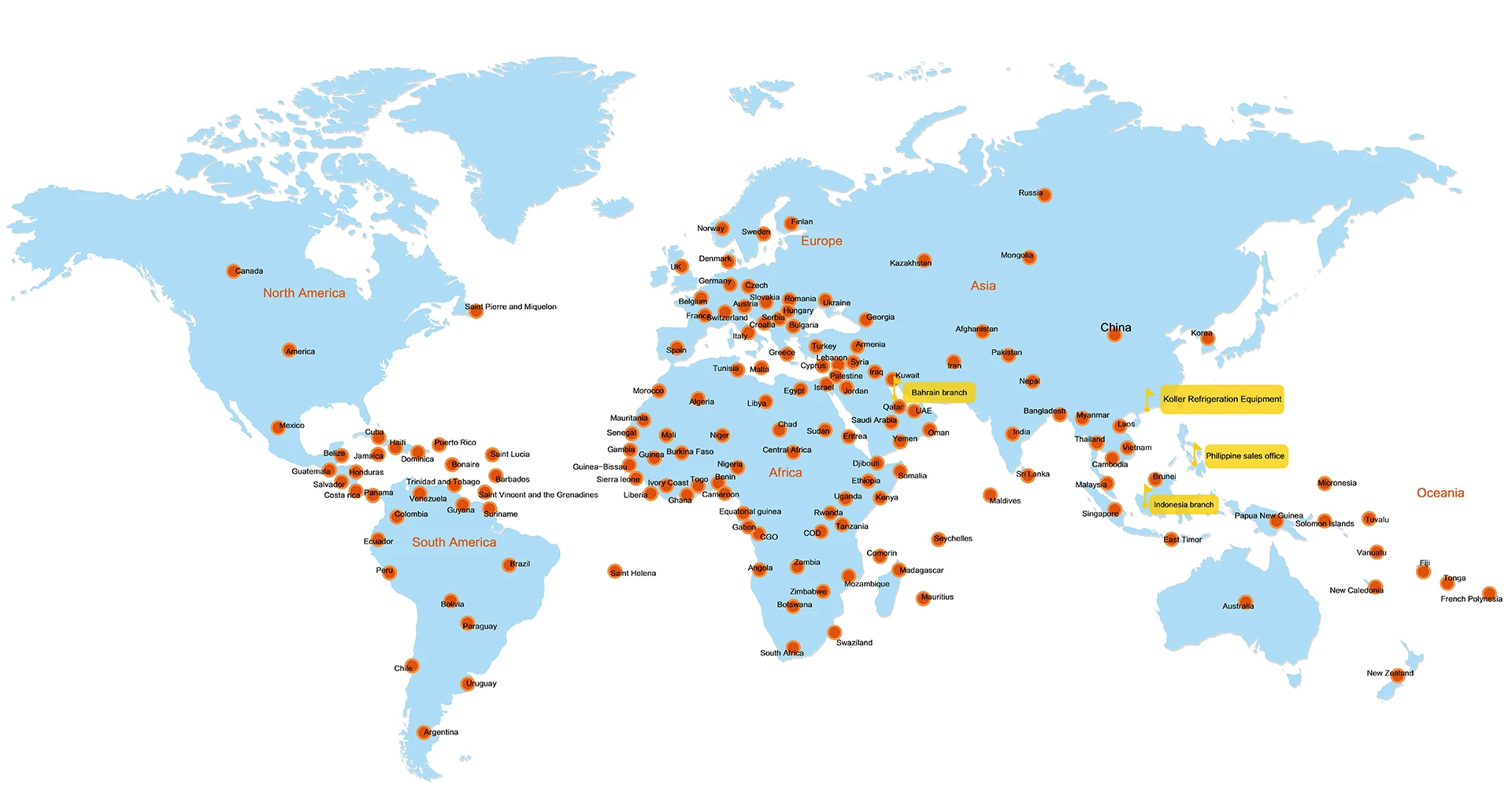 Koller ice machines exported to over 180 pays du monde entier