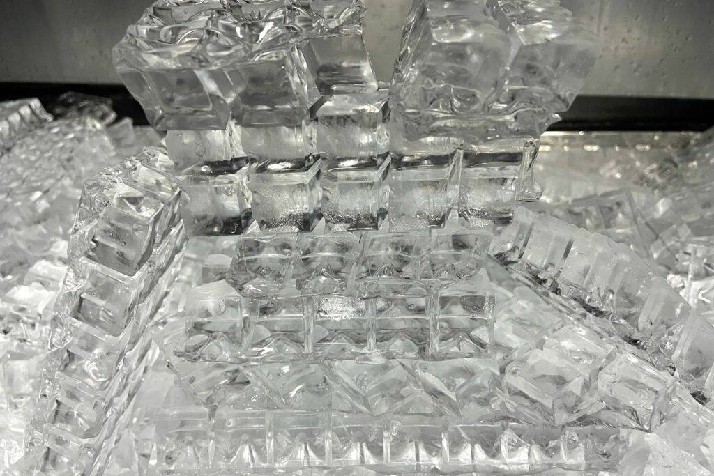 piles of cube ice