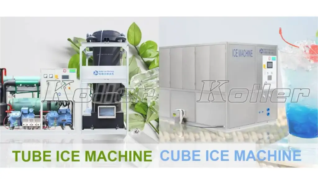 Máquina de hielo en cubitos versus máquina de hielo en tubo